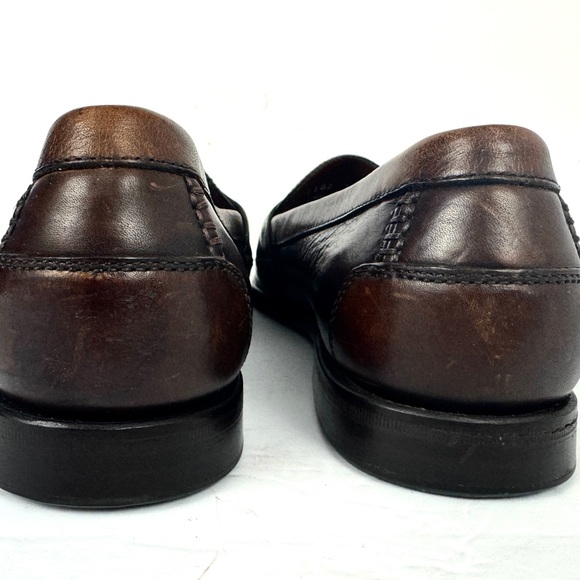 H.S Trask Bozeman Montana Brown & Burgundy Leather Classic Penny Loafers 9.5M - Picture 8 of 12